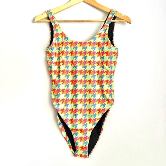 NEW Terez Rainbow Houndstooth One-piece Swim Wear US M - Picture 2 of 7